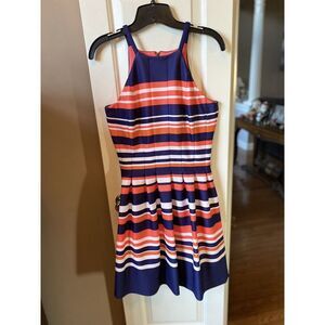 Vince Camuto Stripe Scuba Fit & Flare‎ Halter Dress SIze 2 NWT MSRP $128